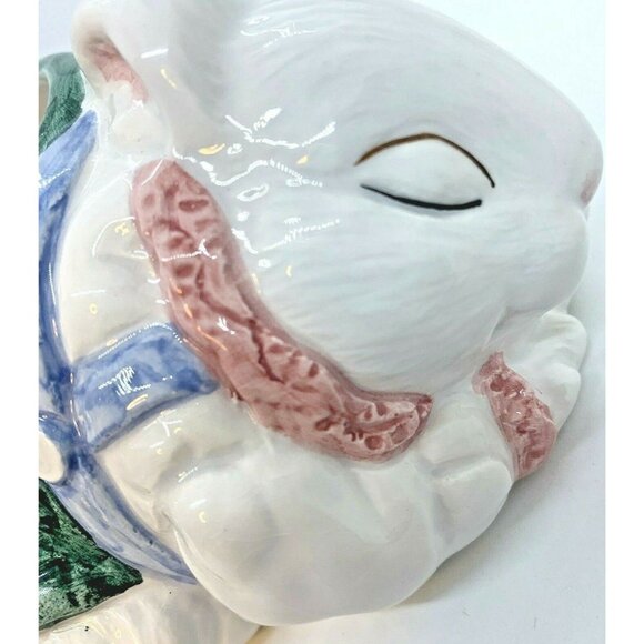 Vintage Fitz & Floyd 1992 Sleeping White Rabbit Bunny Bloomers Lidded Candy Dish - Picture 2 of 12